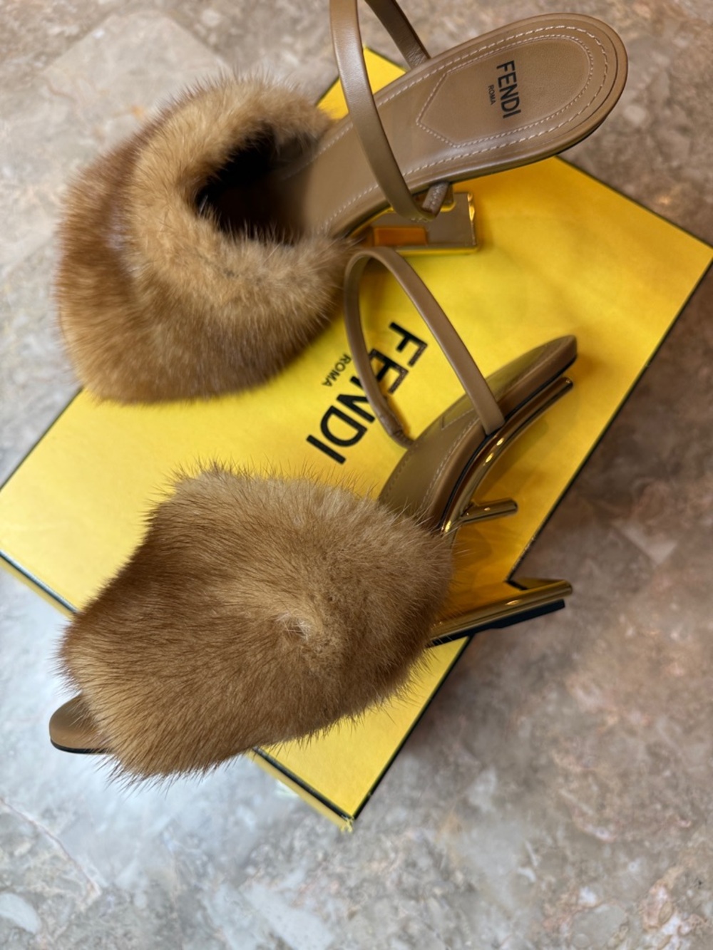 Fendi Brown Fur Slide Mules - Picture 2 of 8